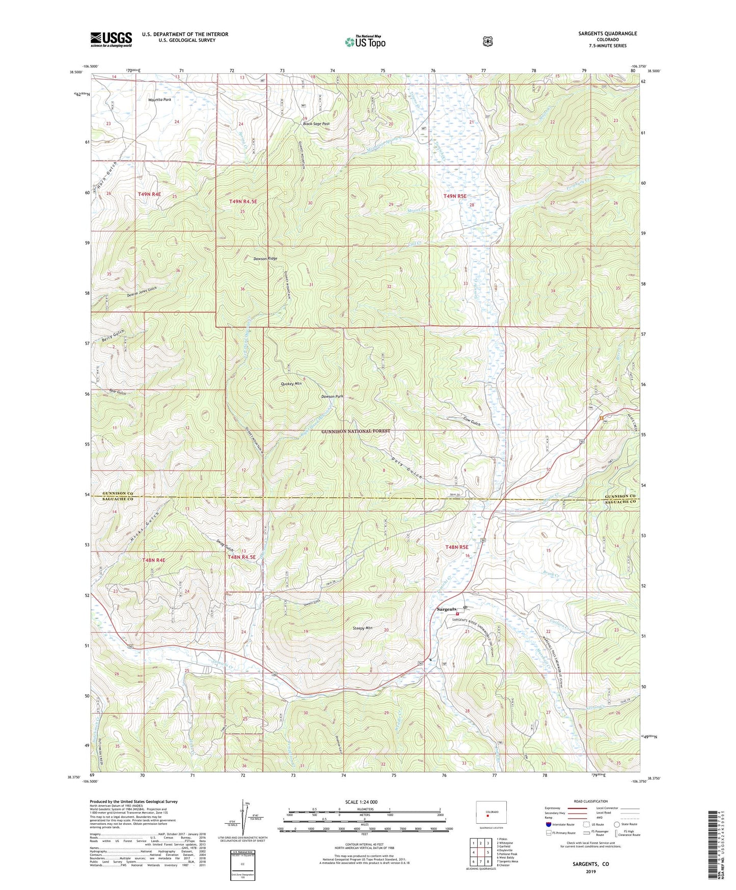 Sargents Colorado US Topo Map Image