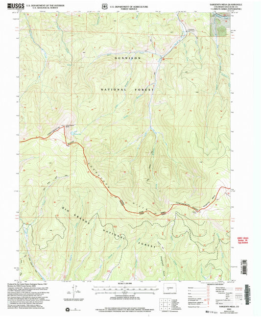Classic USGS Sargents Mesa Colorado 7.5'x7.5' Topo Map Image