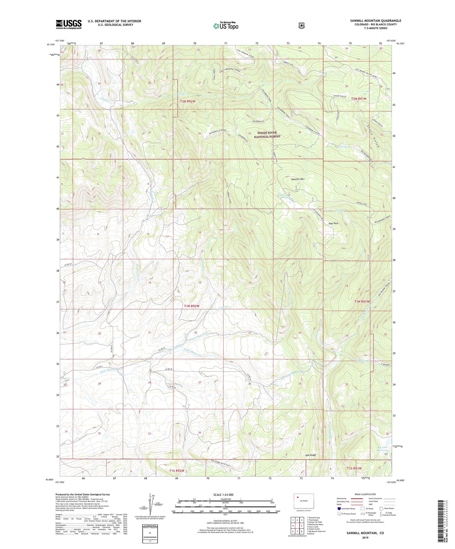 Sawmill Mountain Colorado US Topo Map Image