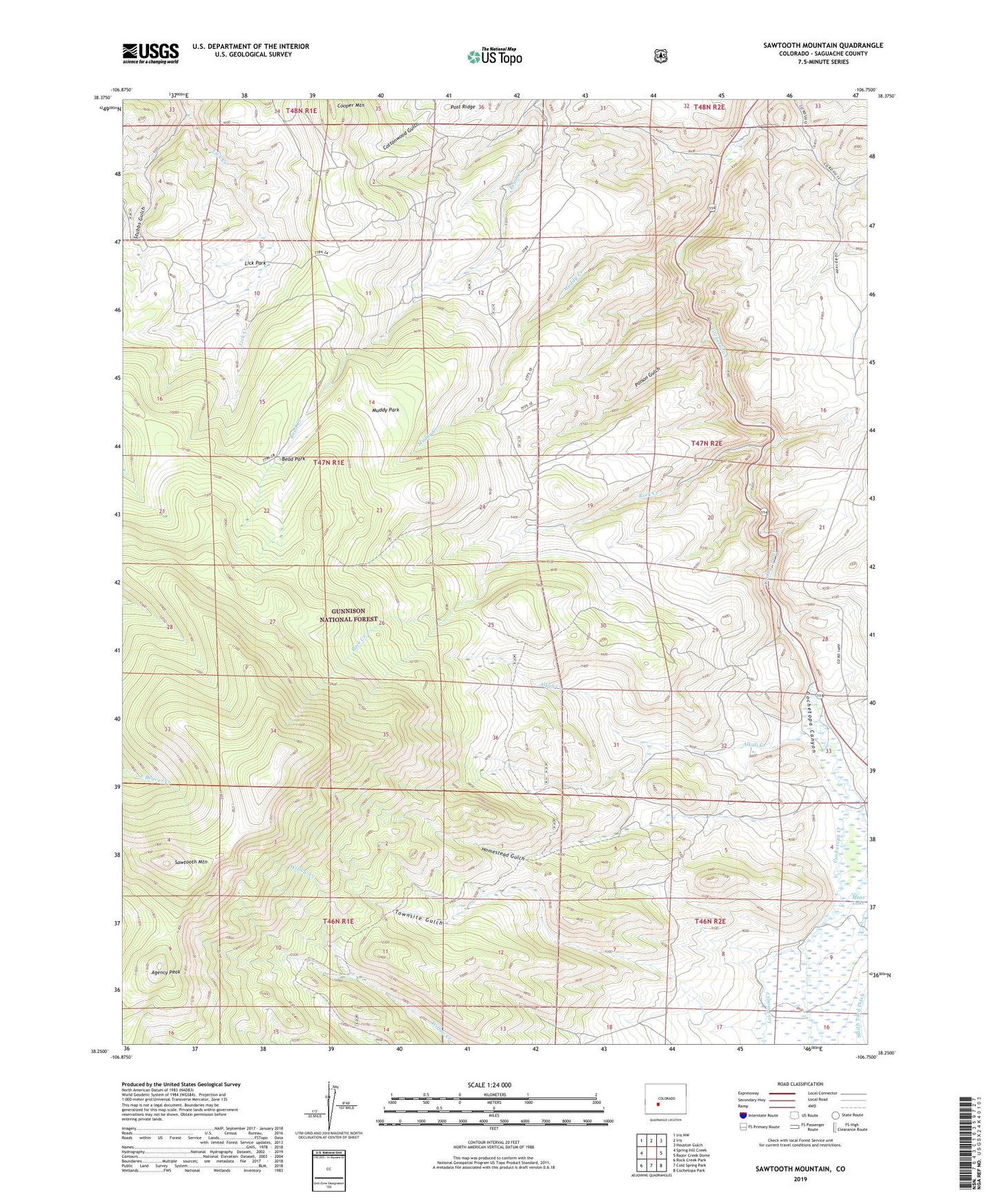 Sawtooth Mountain Colorado US Topo Map Image