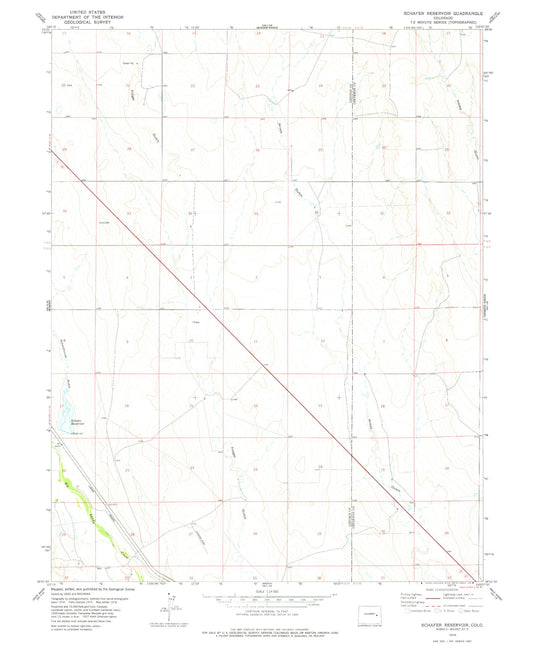 Classic USGS Schafer Reservoir Colorado 7.5'x7.5' Topo Map Image