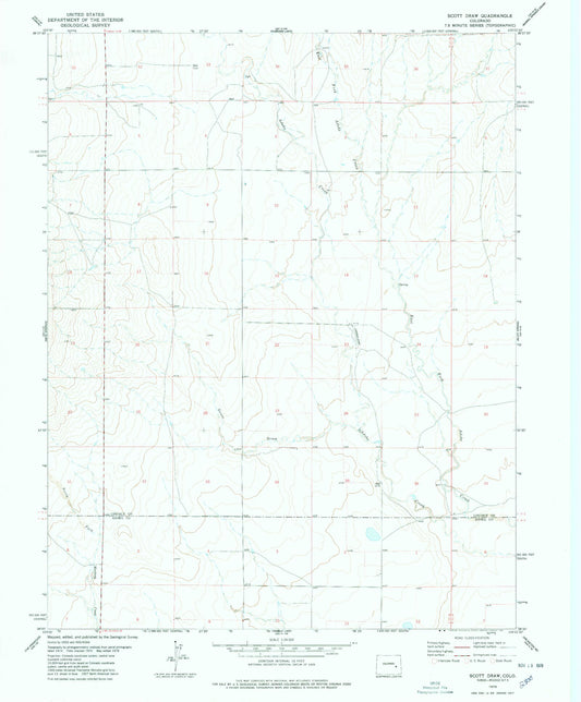 Classic USGS Scott Draw Colorado 7.5'x7.5' Topo Map Image