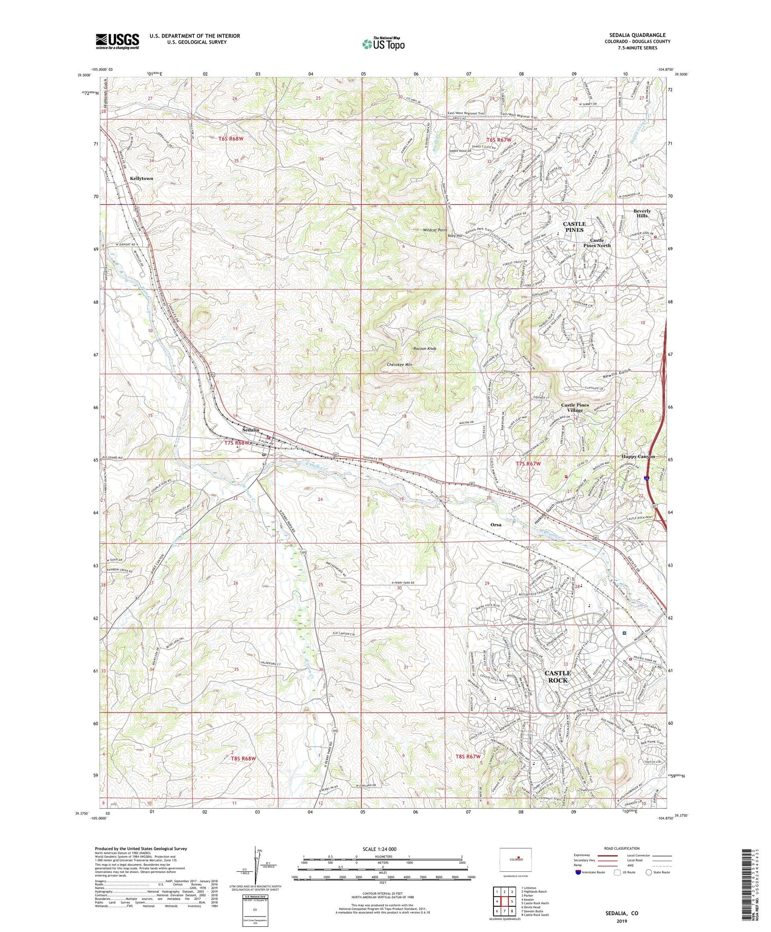 Sedalia Colorado US Topo Map Image
