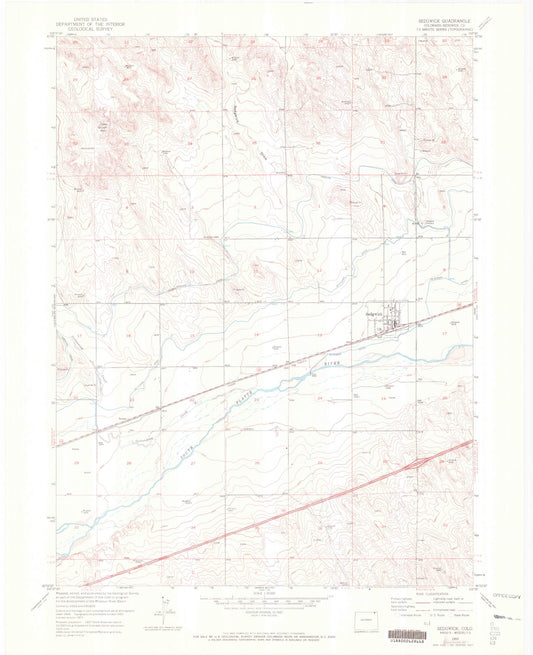 Classic USGS Sedgwick Colorado 7.5'x7.5' Topo Map Image