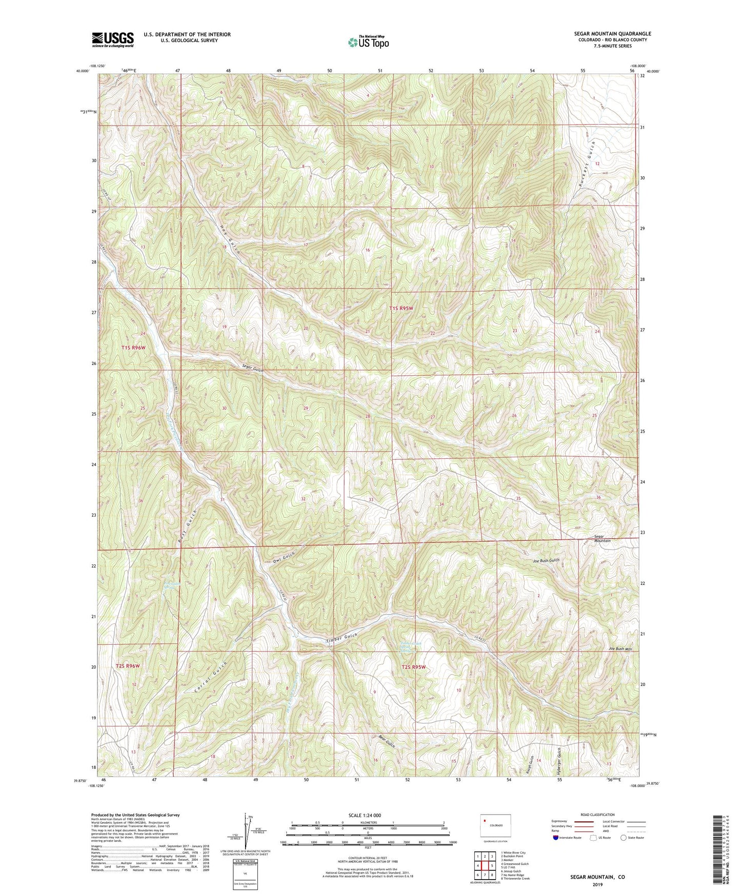 Segar Mountain Colorado US Topo Map Image