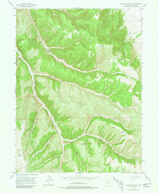 Classic USGS Segar Mountain Colorado 7.5'x7.5' Topo Map Image