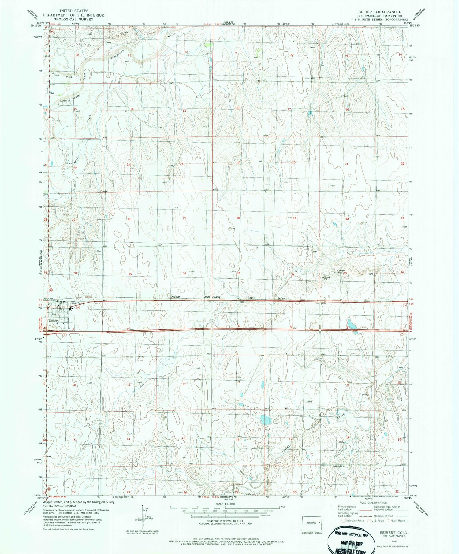 Classic USGS Seibert Colorado 7.5'x7.5' Topo Map Image