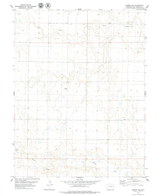 Classic USGS Seibert NW Colorado 7.5'x7.5' Topo Map Image