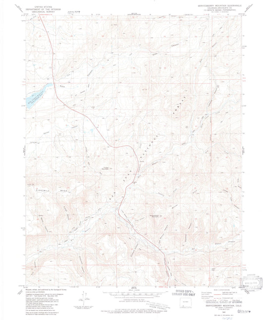 Classic USGS Serviceberry Mountain Colorado 7.5'x7.5' Topo Map Image
