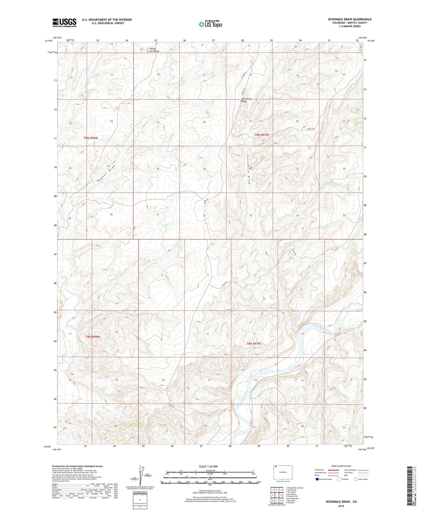 Sevenmile Draw Colorado US Topo Map Image