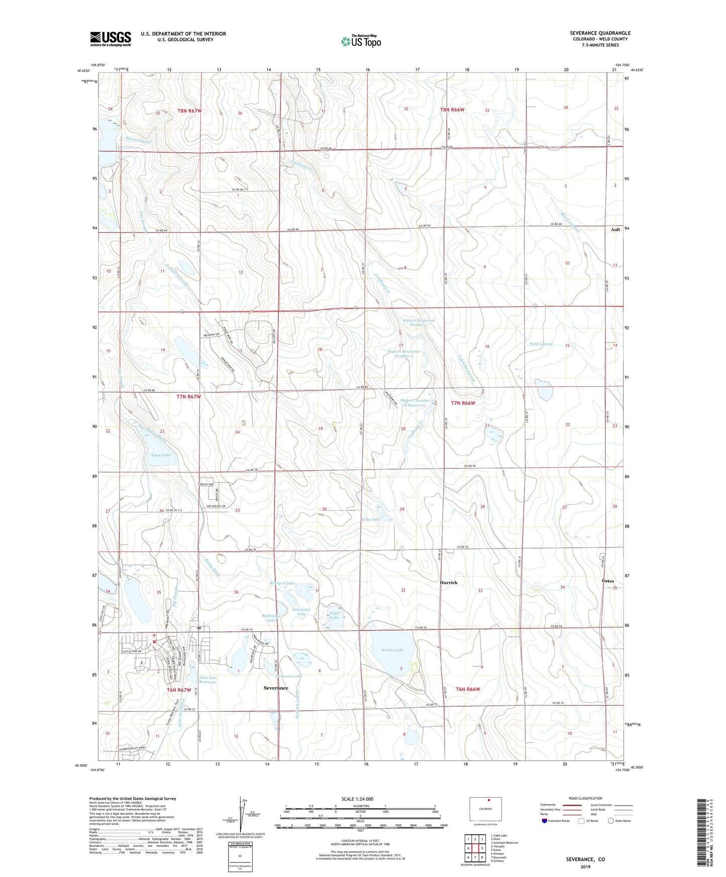 Severance Colorado US Topo Map Image