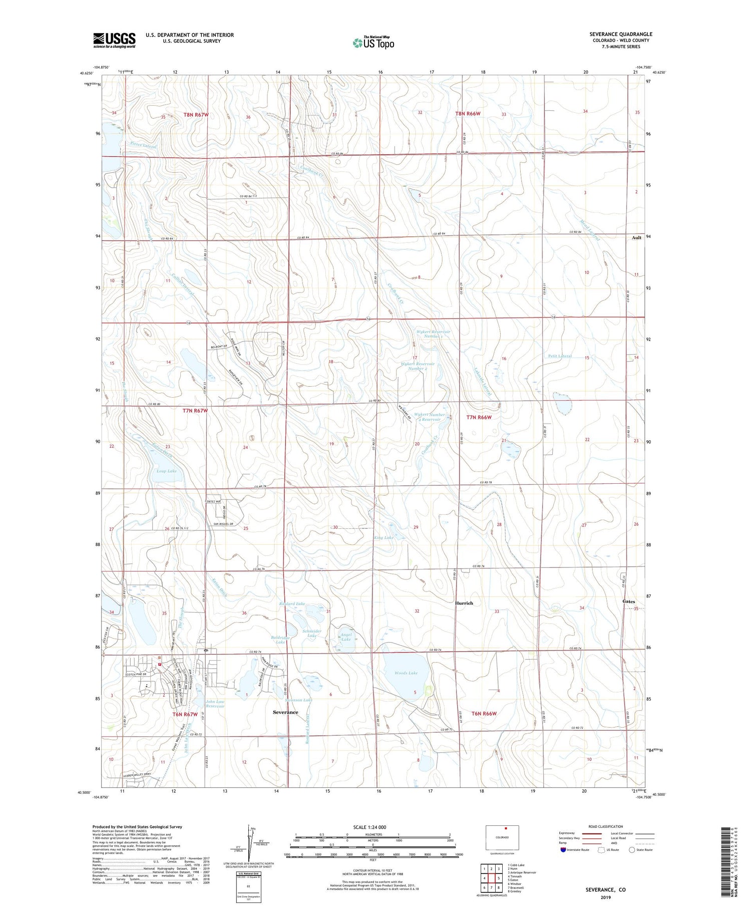 Severance Colorado US Topo Map Image