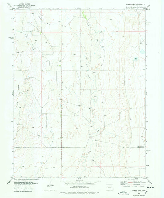 Classic USGS Sharp Lake Colorado 7.5'x7.5' Topo Map Image