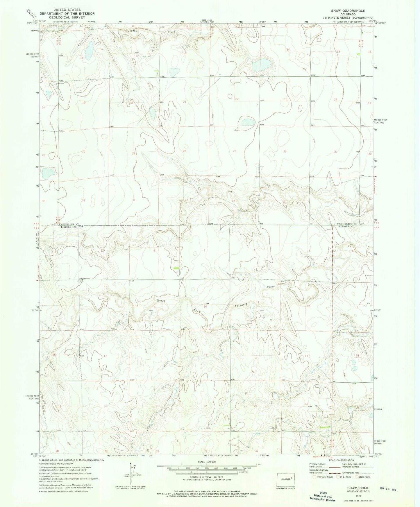 Classic USGS Shaw Colorado 7.5'x7.5' Topo Map Image