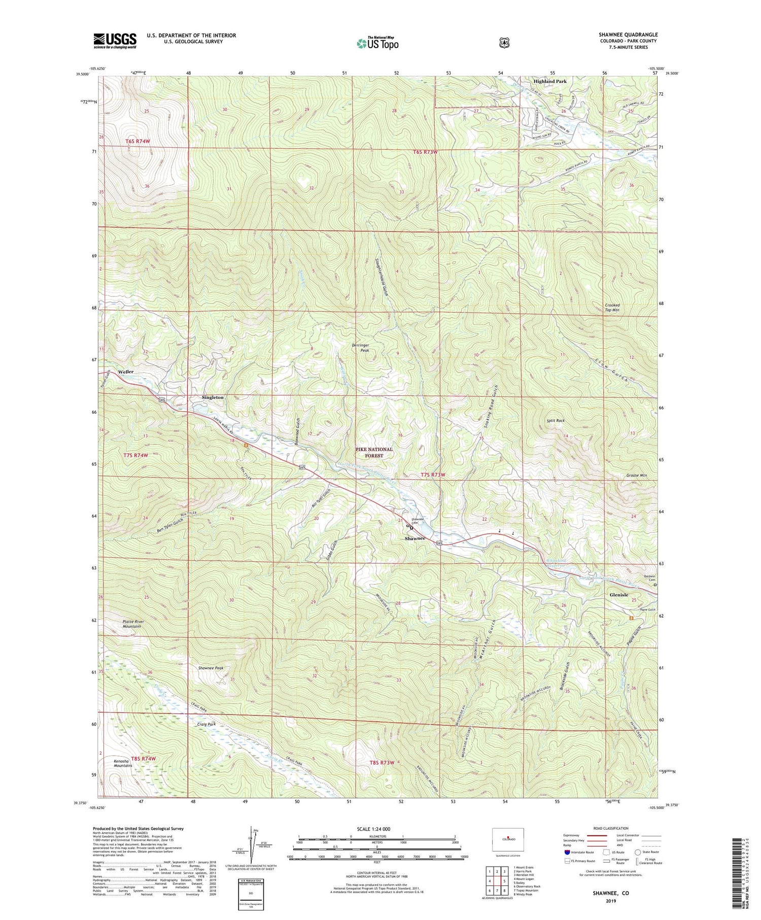 Shawnee Colorado US Topo Map Image