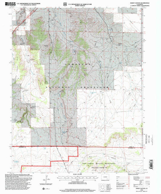 Classic USGS Sheep Canyon Colorado 7.5'x7.5' Topo Map Image