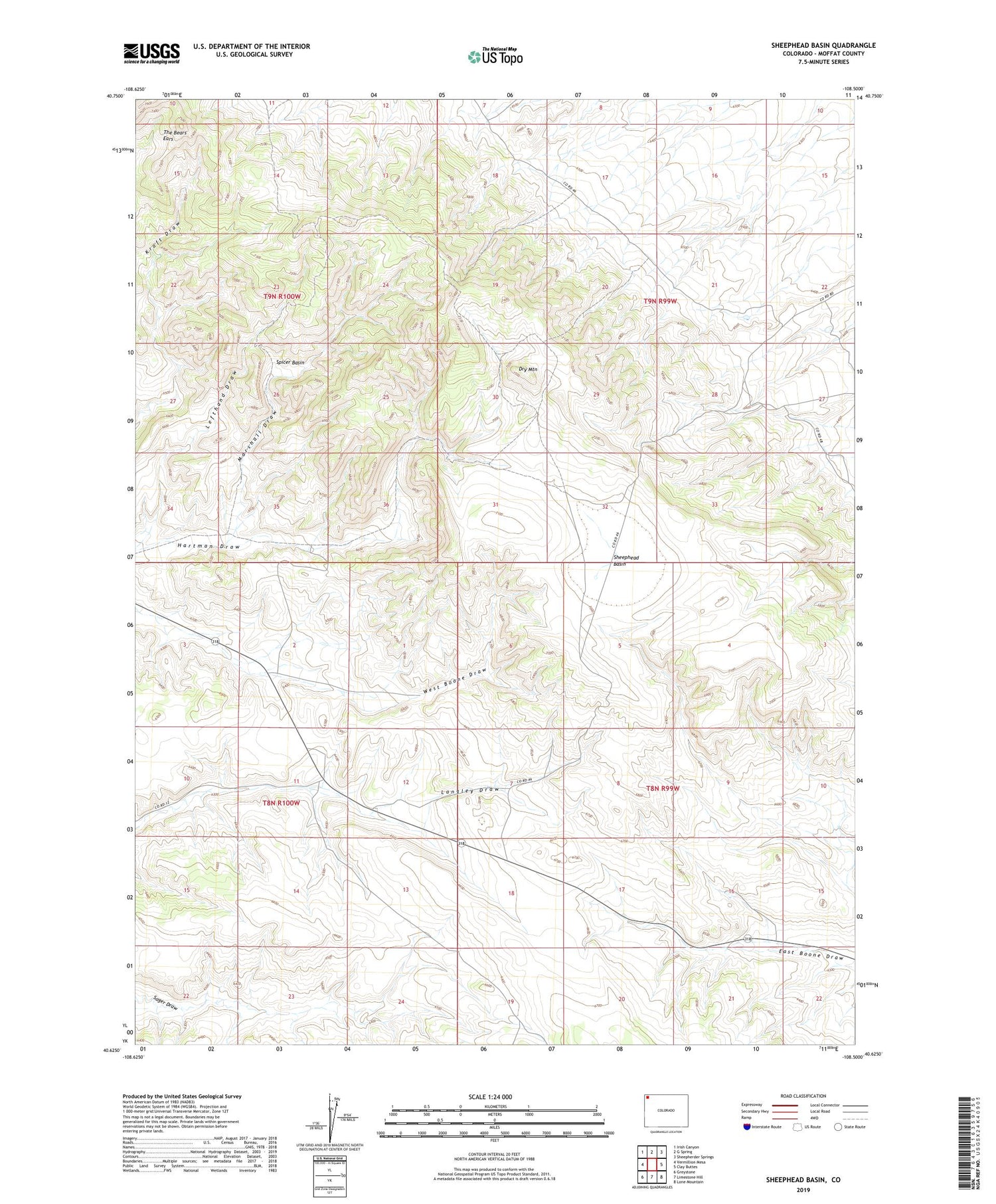 Sheephead Basin Colorado US Topo Map Image