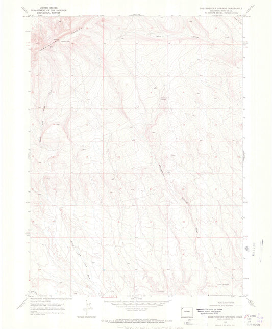 Classic USGS Sheepherder Springs Colorado 7.5'x7.5' Topo Map Image
