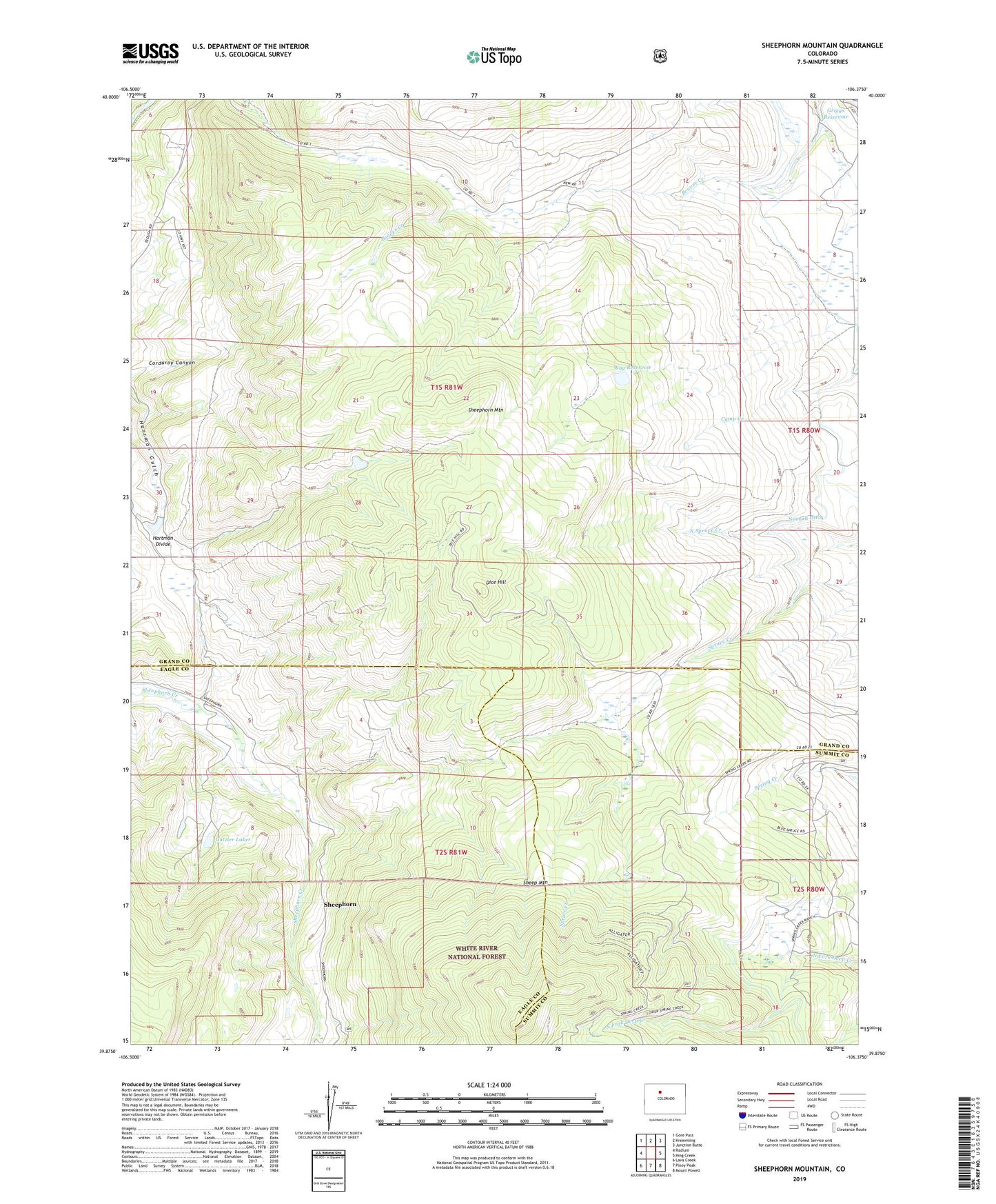 Sheephorn Mountain Colorado US Topo Map Image