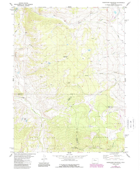 Classic USGS Sheephorn Mountain Colorado 7.5'x7.5' Topo Map Image
