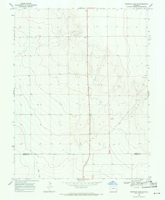 Classic USGS Sheridan Lake SE Colorado 7.5'x7.5' Topo Map Image