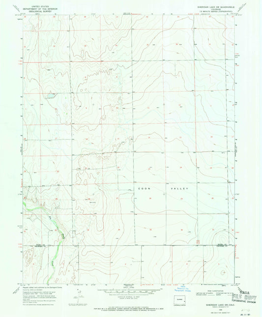 Classic USGS Sheridan Lake SW Colorado 7.5'x7.5' Topo Map Image