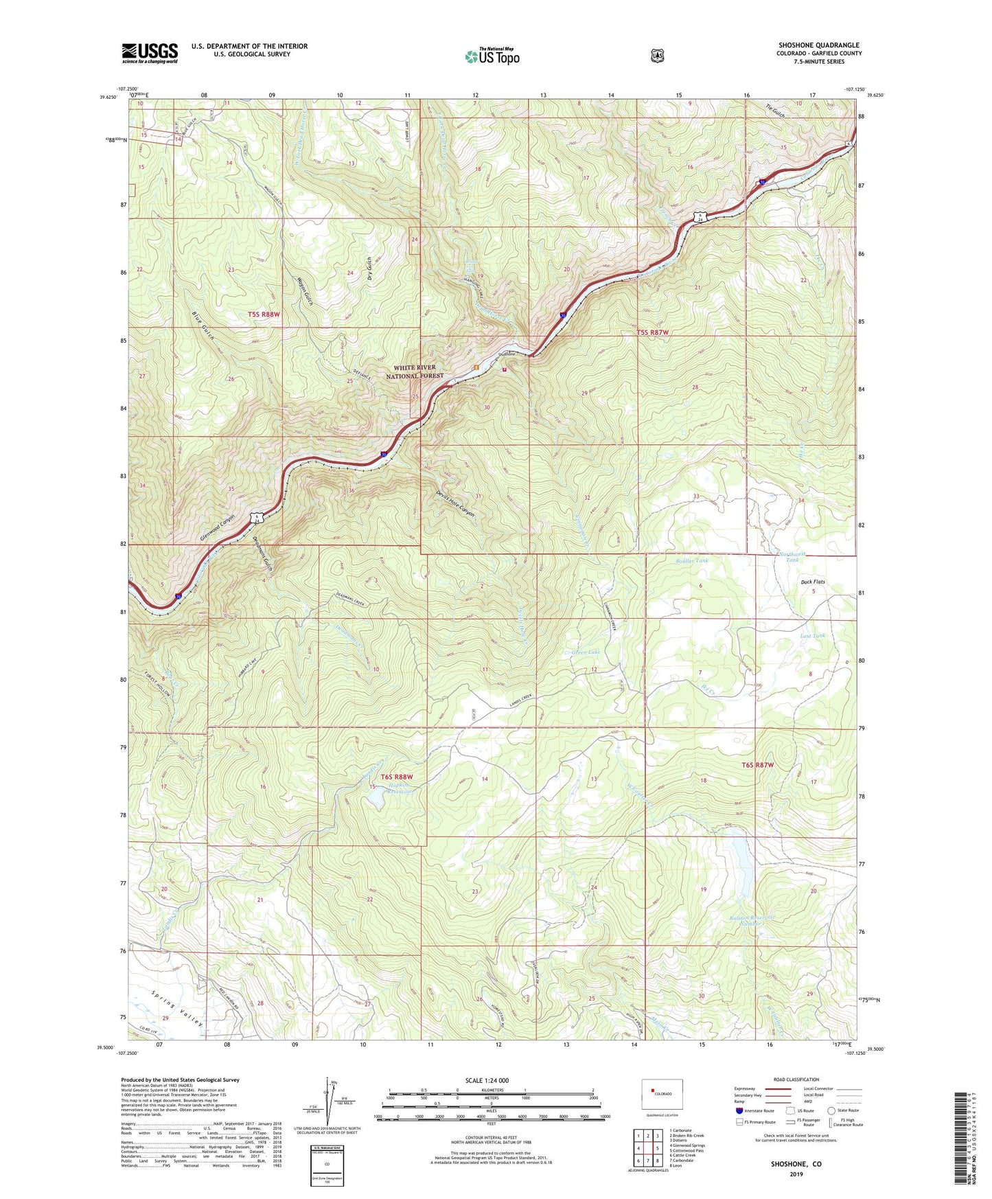 Shoshone Colorado US Topo Map Image
