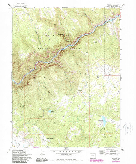 Classic USGS Shoshone Colorado 7.5'x7.5' Topo Map Image