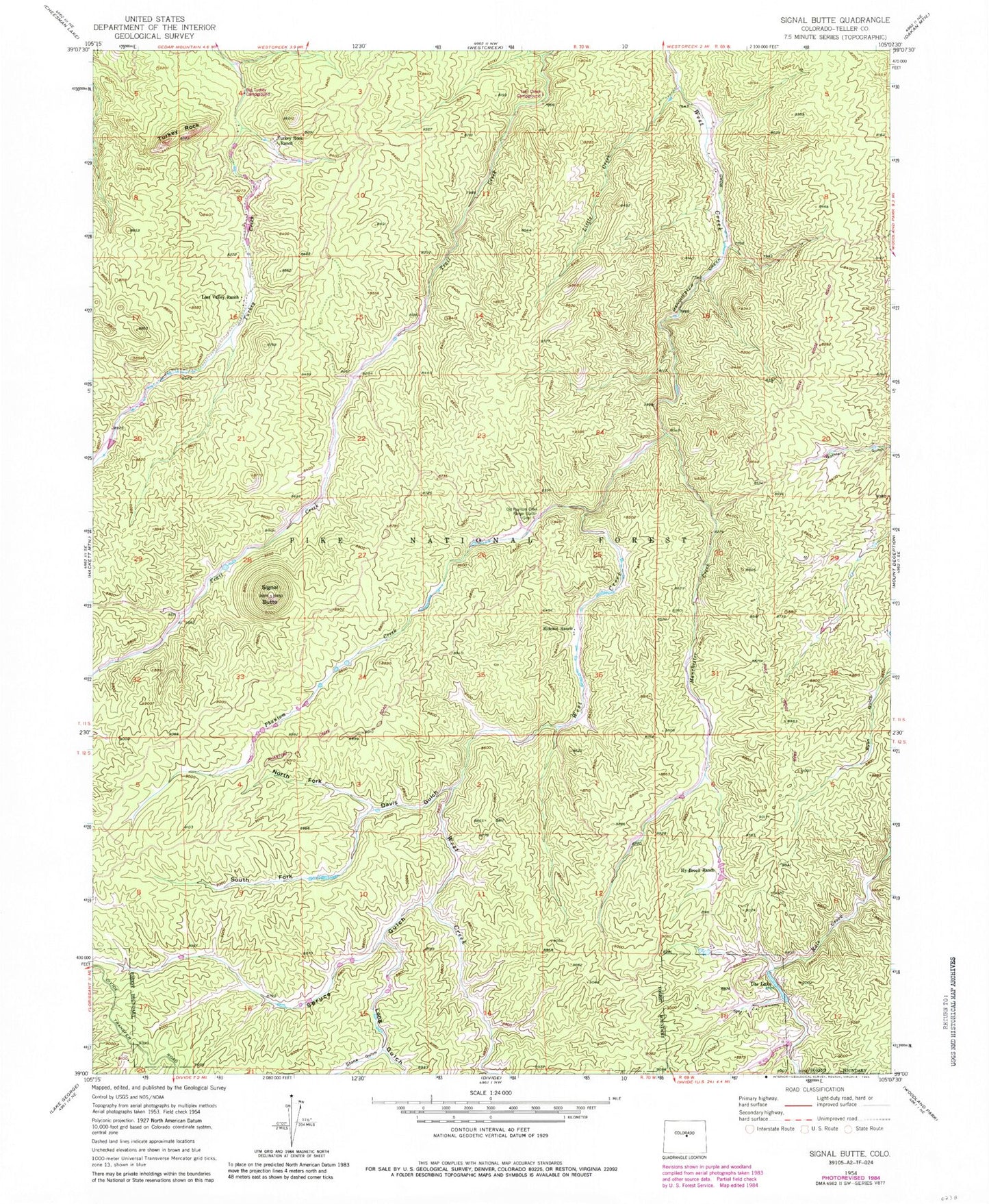 Classic USGS Signal Butte Colorado 7.5'x7.5' Topo Map Image