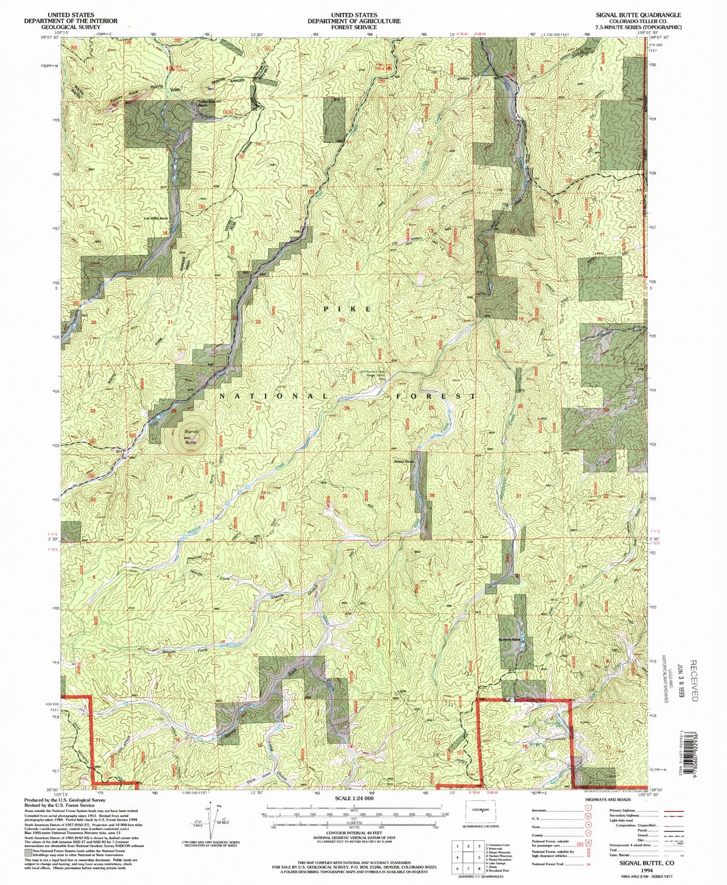 Classic USGS Signal Butte Colorado 7.5'x7.5' Topo Map Image
