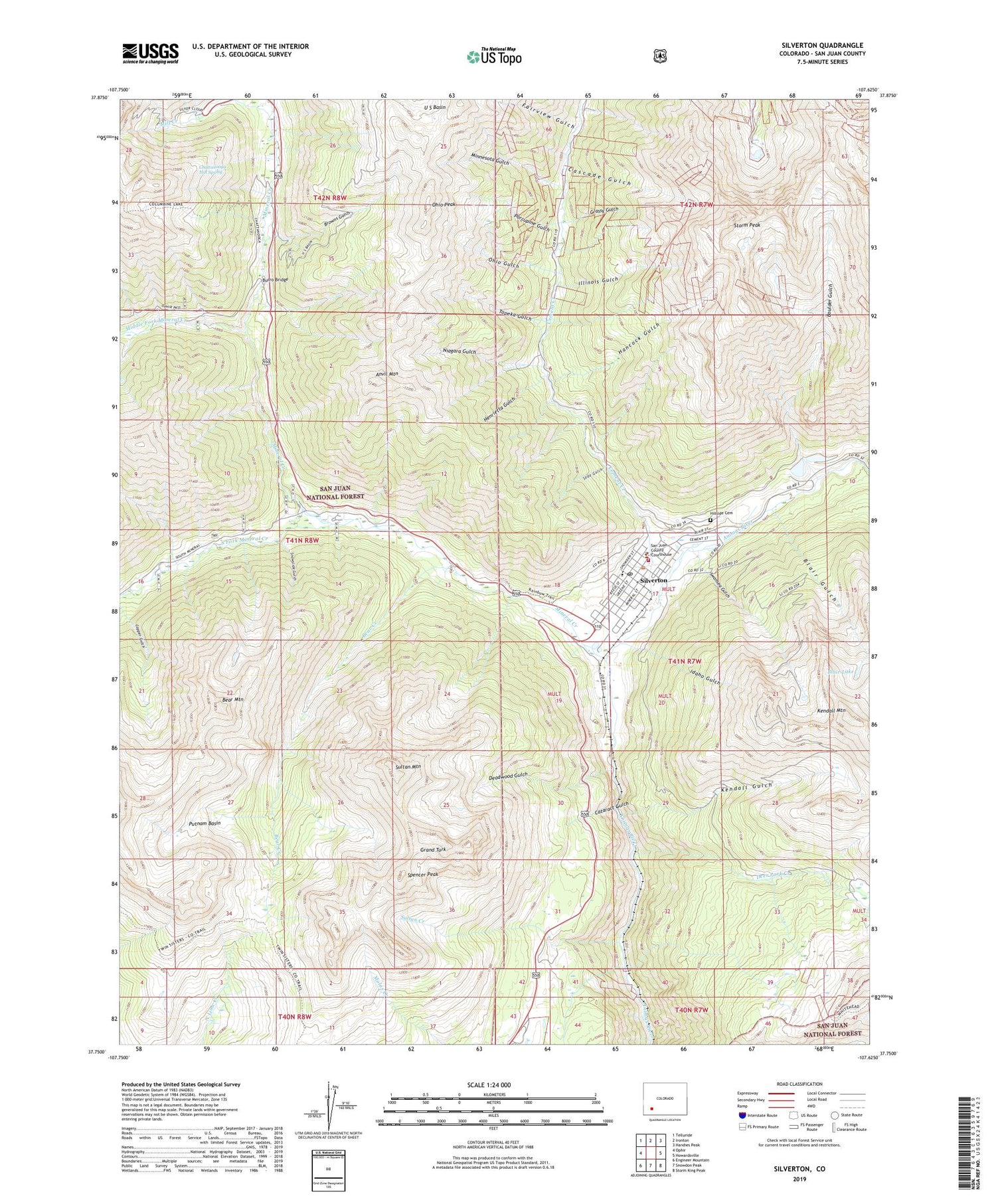 Silverton Colorado US Topo Map Image