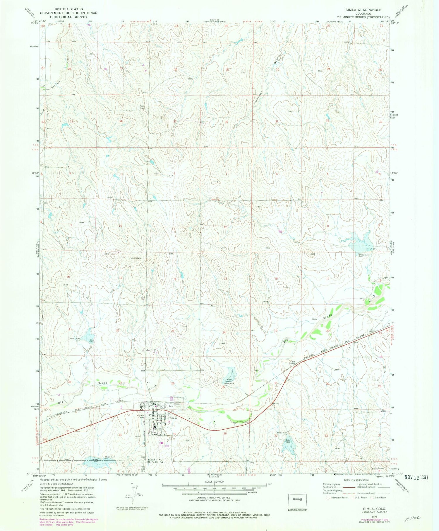 Classic USGS Simla Colorado 7.5'x7.5' Topo Map – MyTopo Map Store