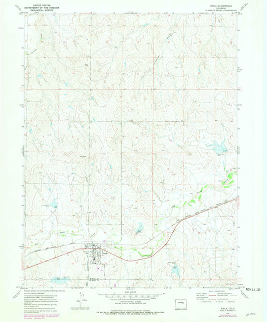 Classic USGS Simla Colorado 7.5'x7.5' Topo Map Image