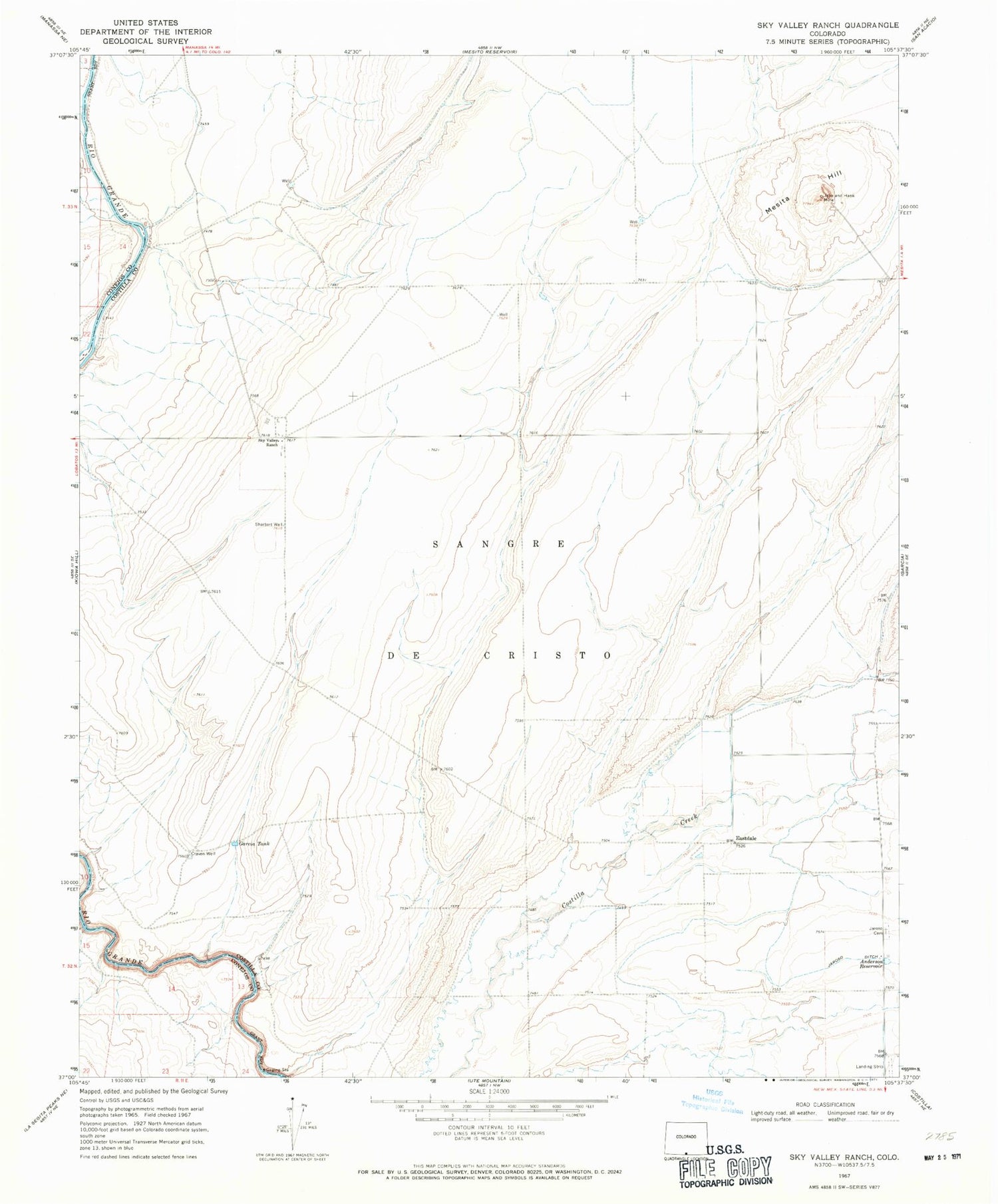 Classic USGS Sky Valley Ranch Colorado 7.5'x7.5' Topo Map Image
