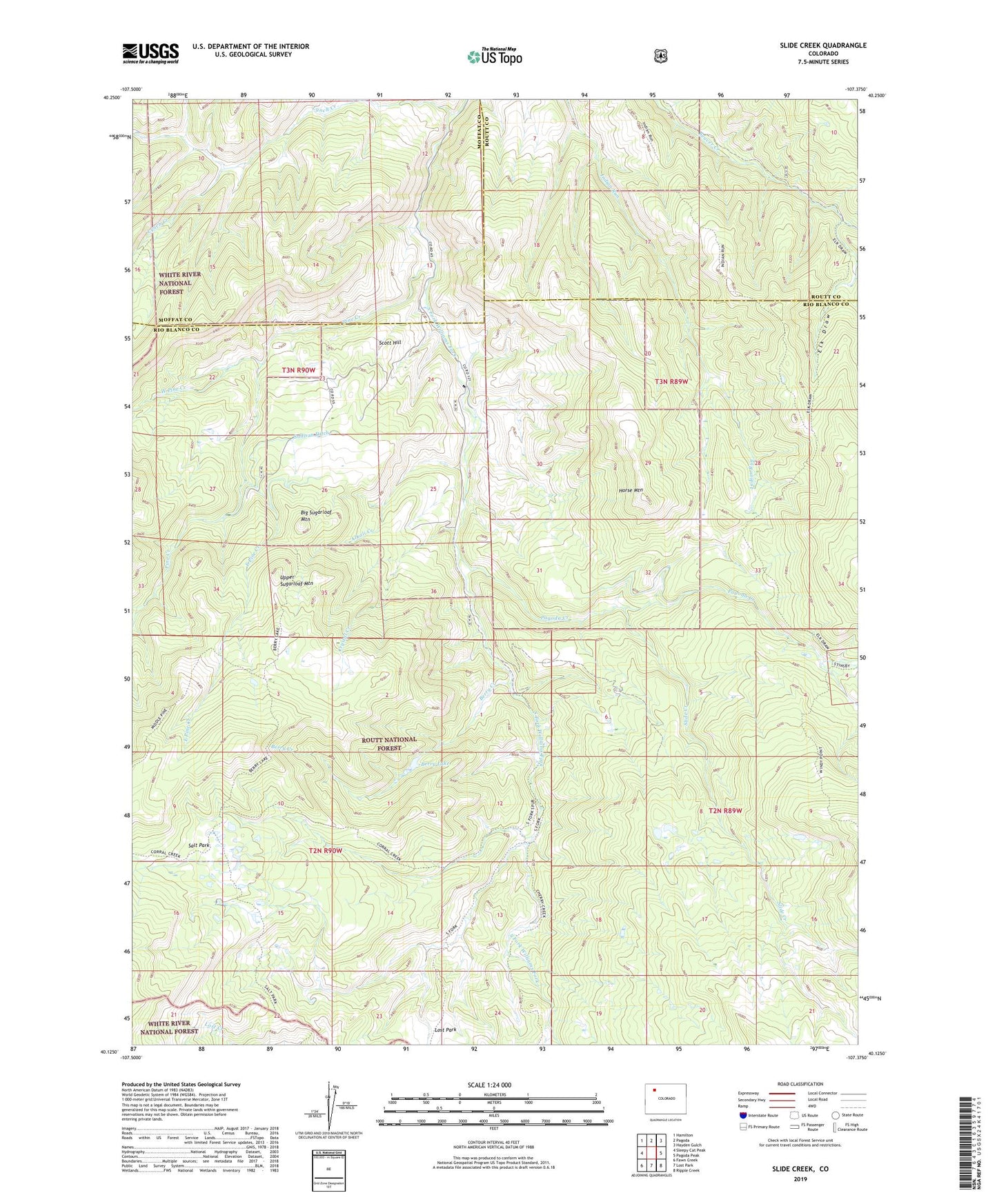 Slide Creek Colorado US Topo Map Image