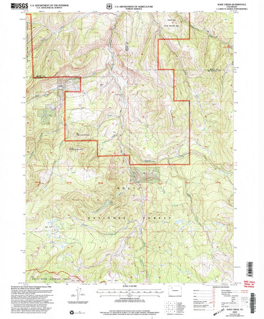 Classic USGS Slide Creek Colorado 7.5'x7.5' Topo Map Image