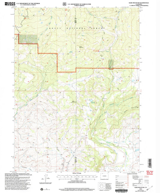 Classic USGS Slide Mountain Colorado 7.5'x7.5' Topo Map Image