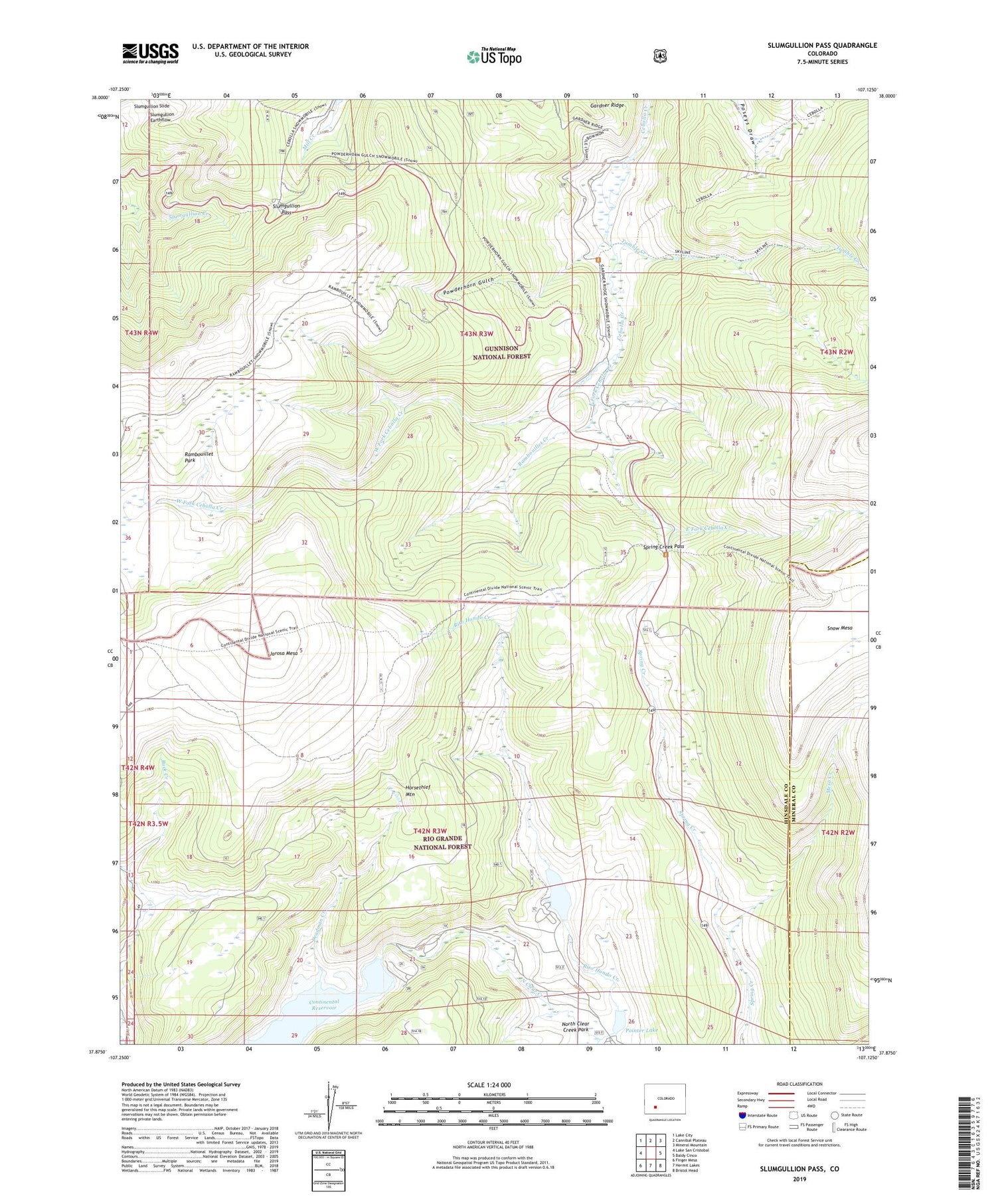 Slumgullion Pass Colorado US Topo Map Image
