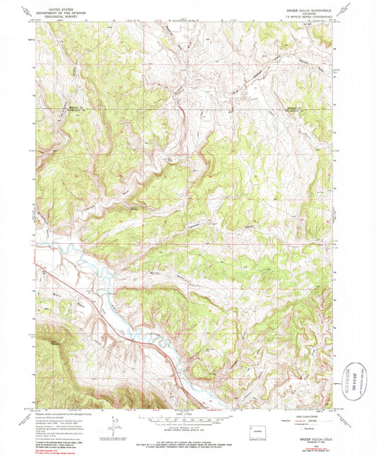 Classic USGS Smizer Gulch Colorado 7.5'x7.5' Topo Map Image