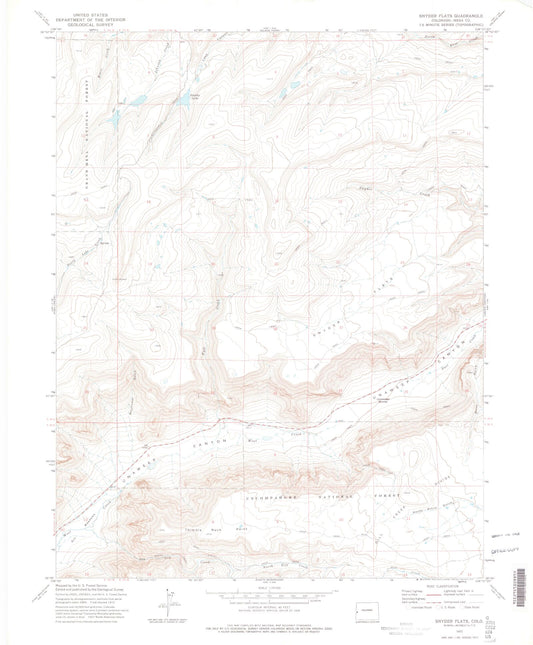 Classic USGS Snyder Flats Colorado 7.5'x7.5' Topo Map Image