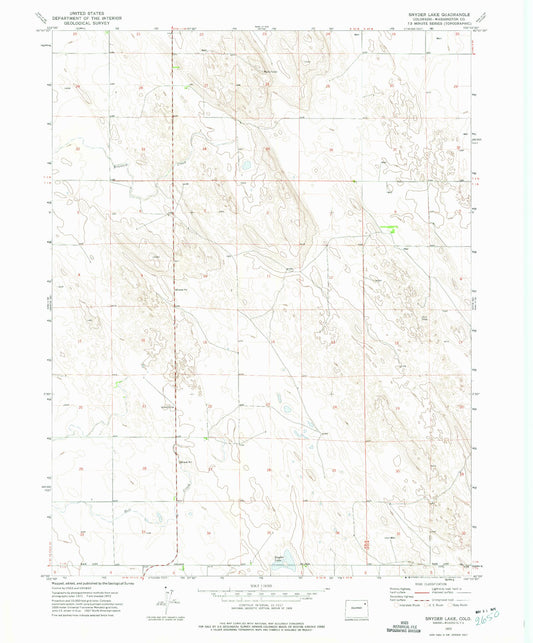 Classic USGS Snyder Lake Colorado 7.5'x7.5' Topo Map Image