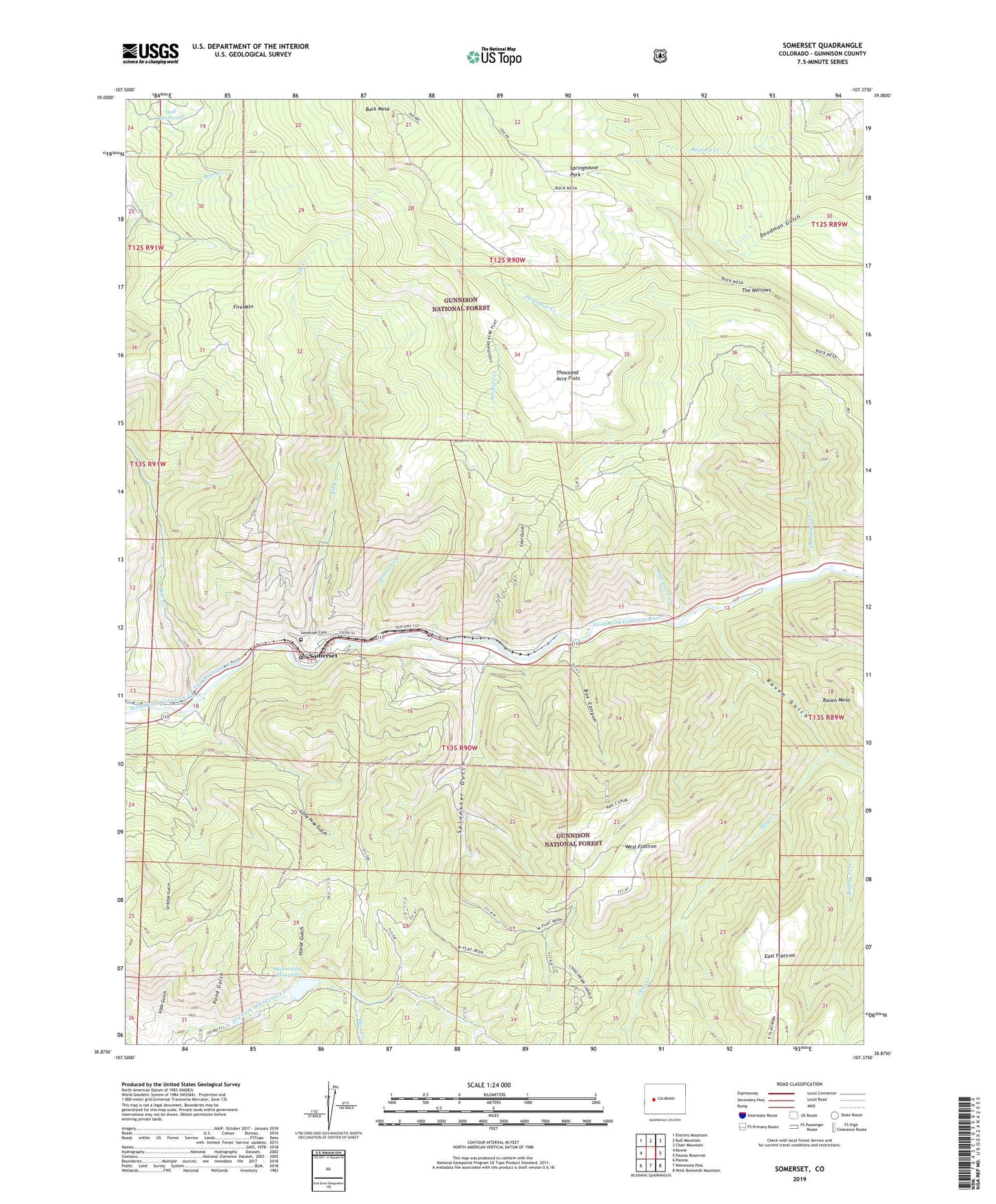 Somerset Colorado US Topo Map Image