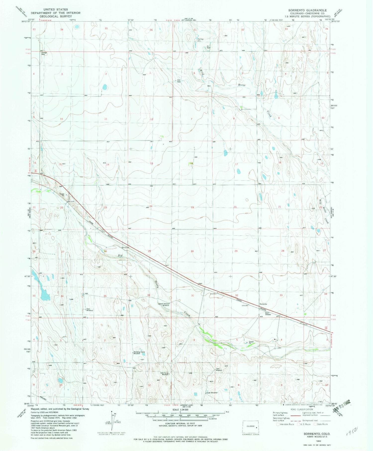 Classic USGS Sorrento Colorado 7.5'x7.5' Topo Map Image