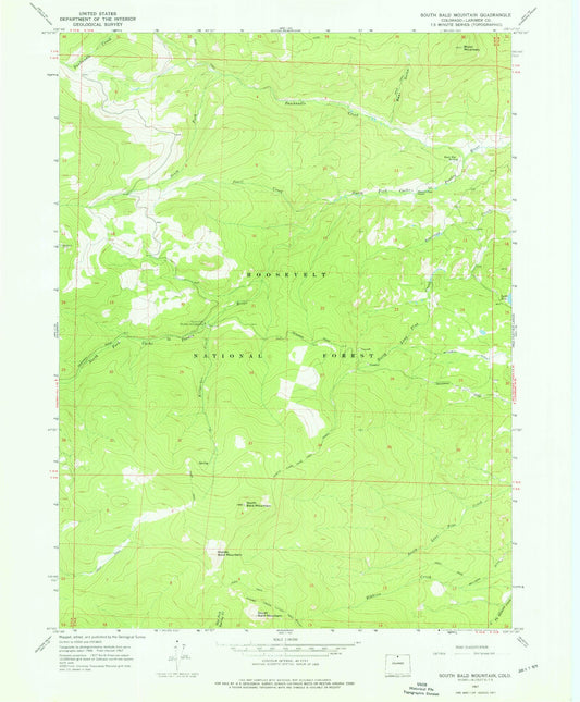 Classic USGS South Bald Mountain Colorado 7.5'x7.5' Topo Map Image