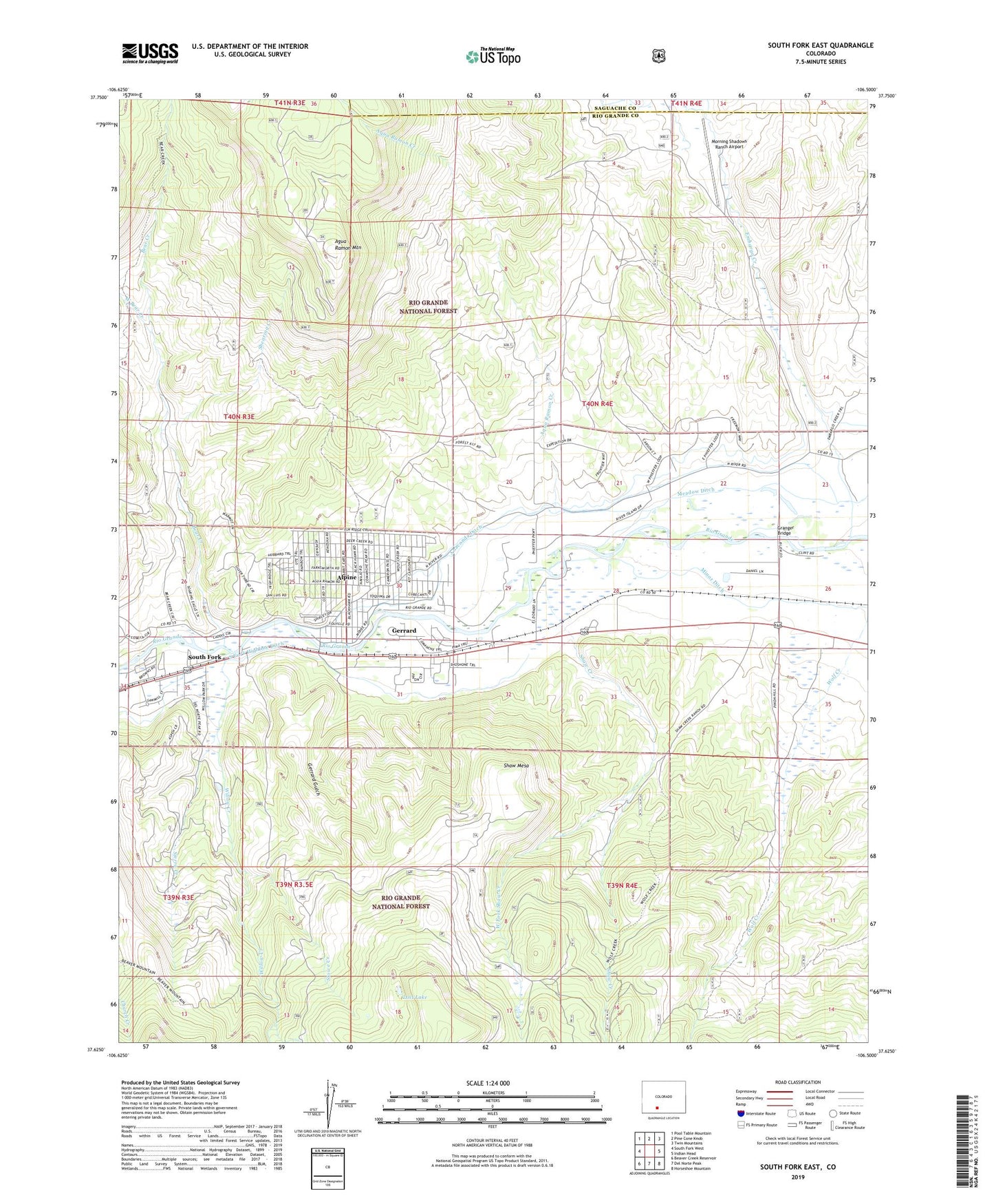 South Fork East Colorado US Topo Map Image