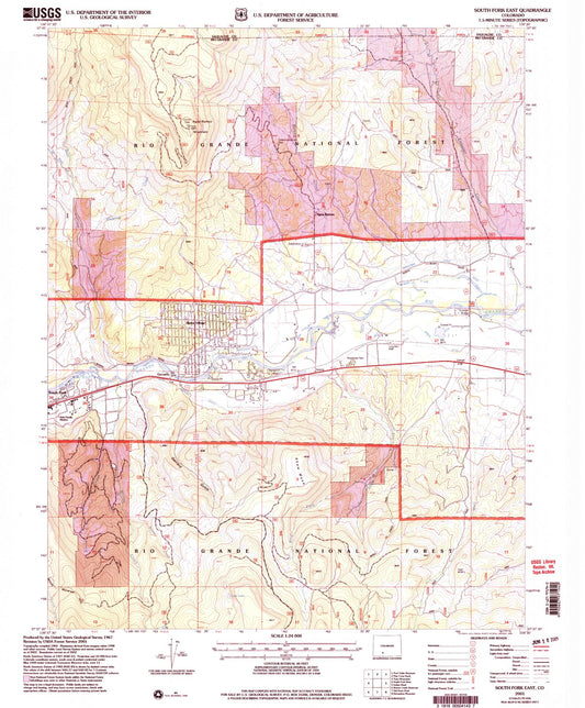 Classic USGS South Fork East Colorado 7.5'x7.5' Topo Map Image
