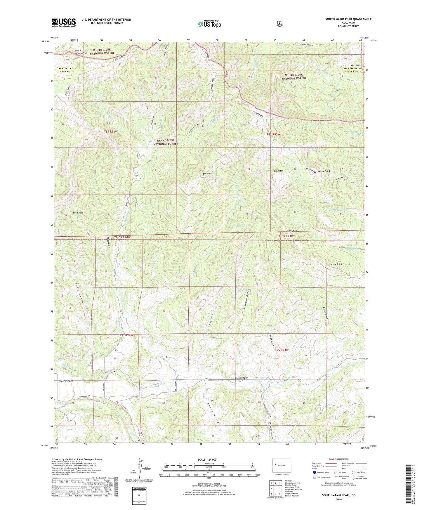 South Mamm Peak Colorado US Topo Map Image