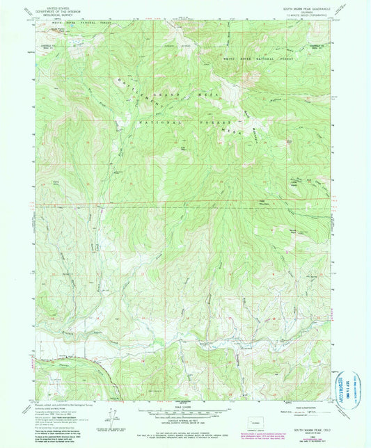 Classic USGS South Mamm Peak Colorado 7.5'x7.5' Topo Map Image