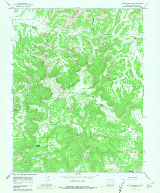 Classic USGS South Mountain Colorado 7.5'x7.5' Topo Map Image