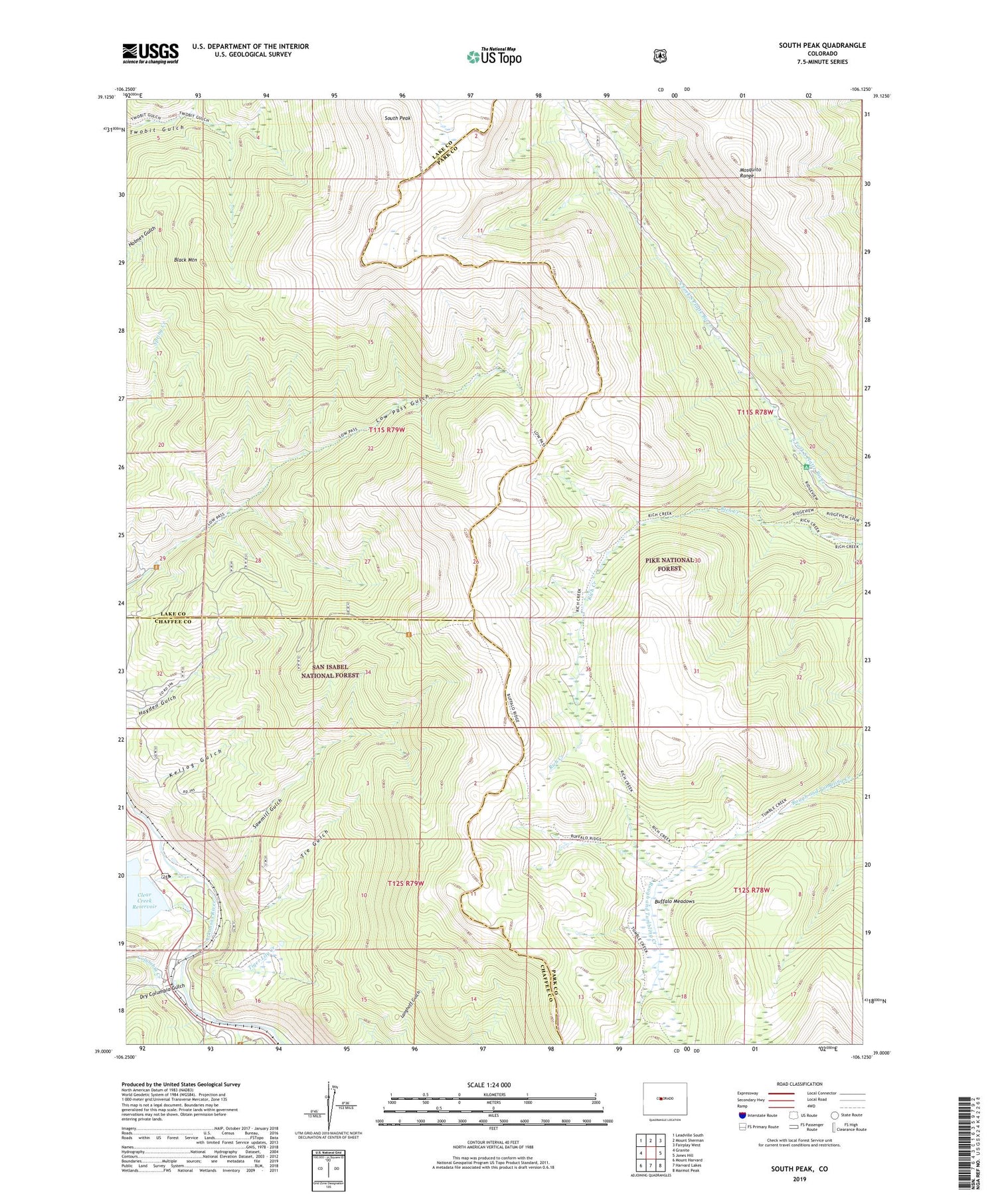 South Peak Colorado US Topo Map Image